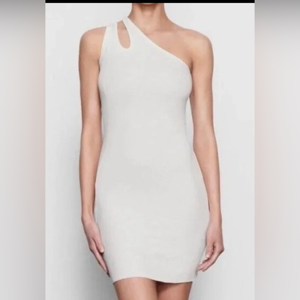 SKIMS Rib Soft Lounge Cut Out One Shoulder Dress, Marble Medium